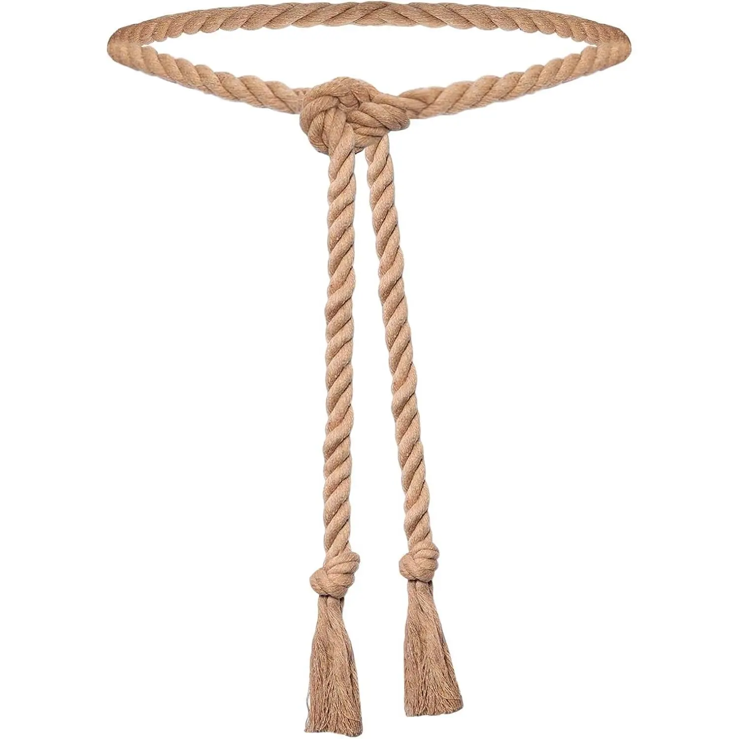 Simple Cotton Long Waist Rope Tie Belts for Women Dresses Tassel Braided Boho Crochet String Belt for Jeans Jackets