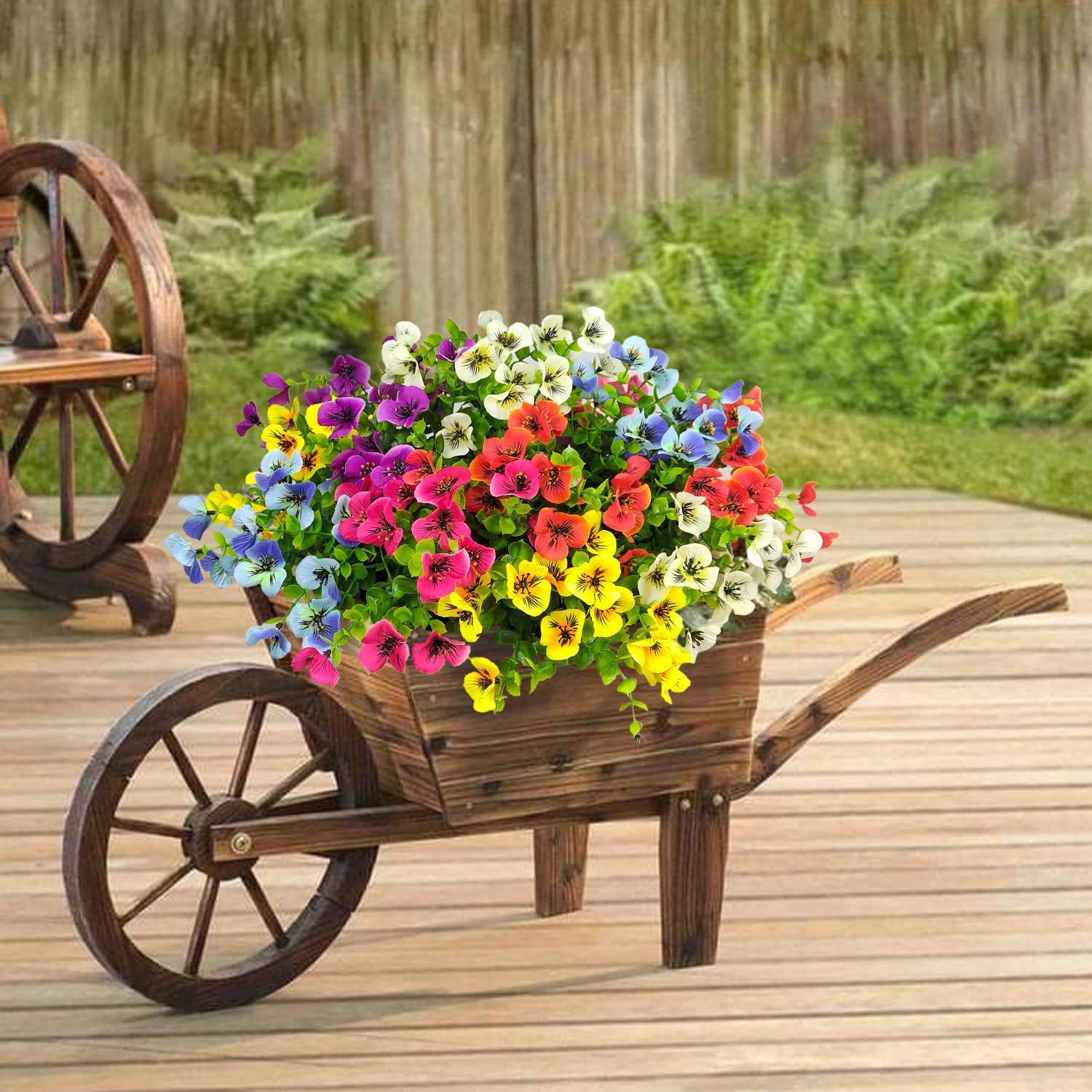 Artificial Pansy Flower, 12pcs/set Fake Silk Pansy, Faux Plastic Plants for Home Outside Garden Planter Front Door Porch Yard Patio Decor, Ornaments