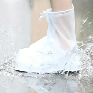 A pair of zipper style PVC rain shoes cover men's and women's outdoor travel shoes cover non-slip thickened wear-resistant waterproof rain shoes cover