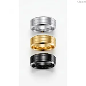 8MM Black Stainless Steel Wedding Band, Fade Resistant Minimal Stylish Ring, Versatile Outdoor Daily Jewelry for Men