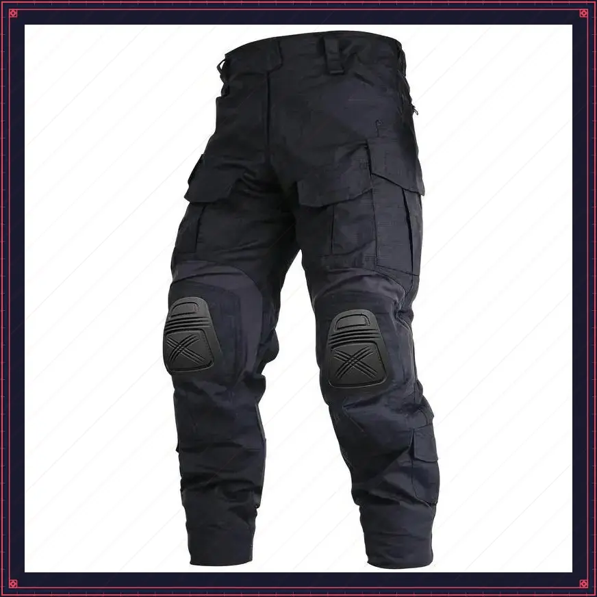 man Outdoor pants with knee pads, camouflage work pants, waterproof hiking pants,  pockets (without waistband)