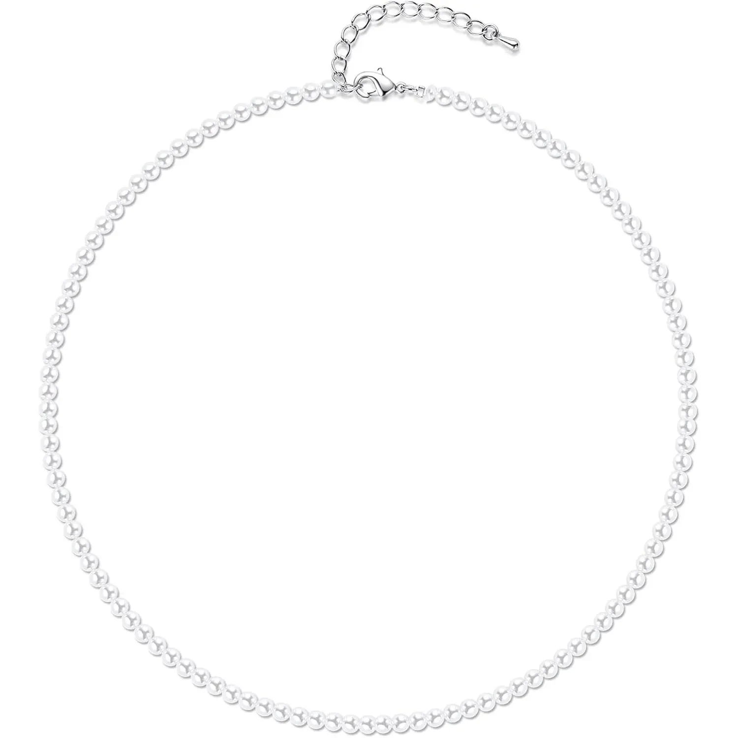 Faux  Strand 4mm-10mm 14"-22" White  Necklace Choker Women Men Wedding