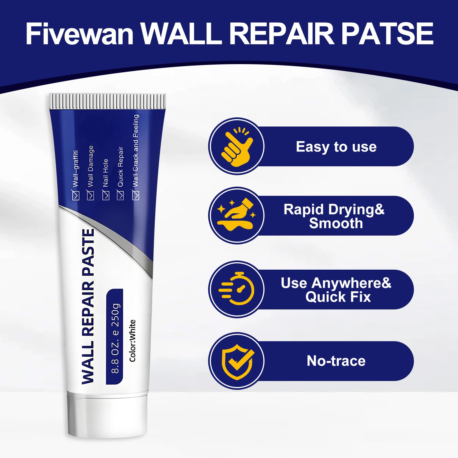 3Pcs Efficient Drywall Repair Kit with Scraper, 2026 Upgrade Quick Drying Wall Repair Paste for Cracks and Holes, Multi Functional Wall Mending Agent for DIY Home Fix