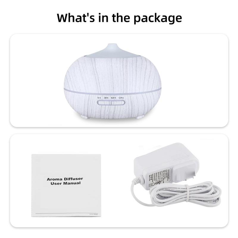 Wood Grain Essential Oil Diffuser (550ml) w/ Remote, 7 Color LED & 6 Premium Oils  Perfect Relaxation Present