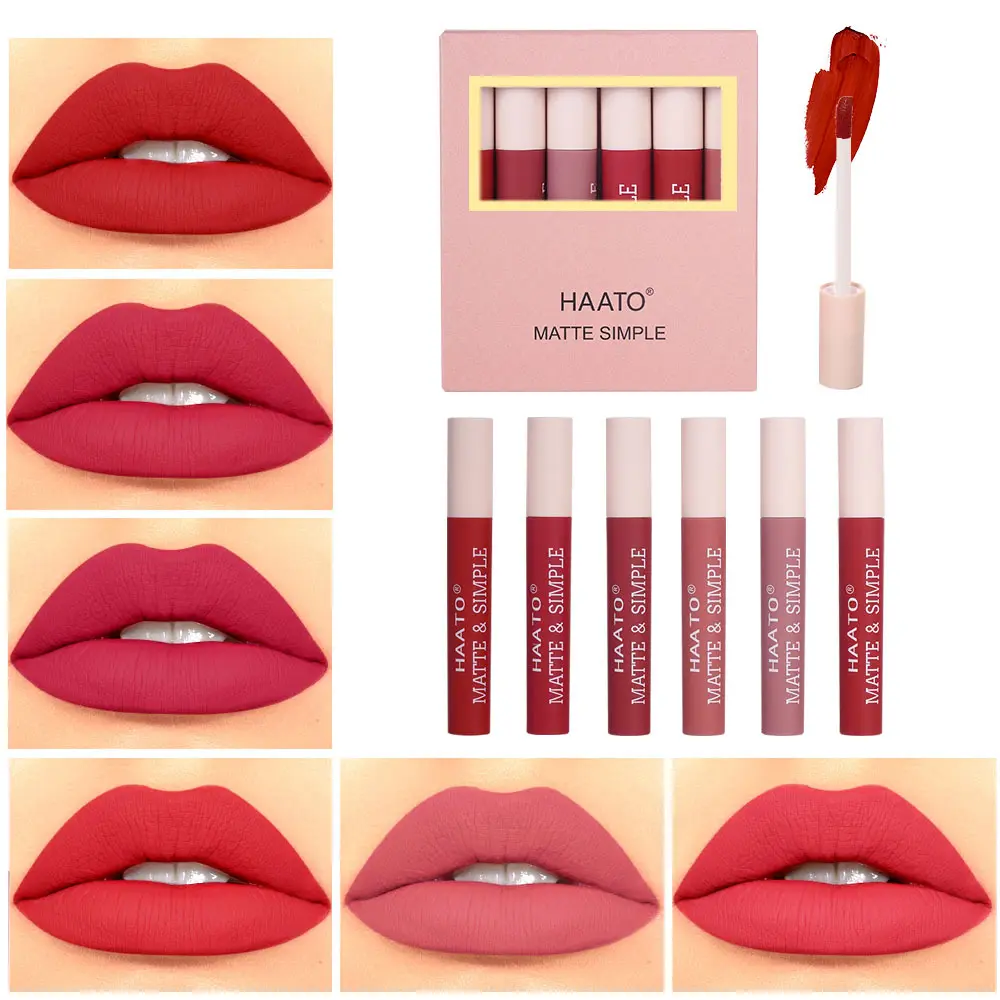 6 Pieces of Lip Gloss Set Moisturizing and Moisturizing Lip Glaze Matte Lipstick Non Stick Cup Lip Gloss Lipstick Set Lip Care Set