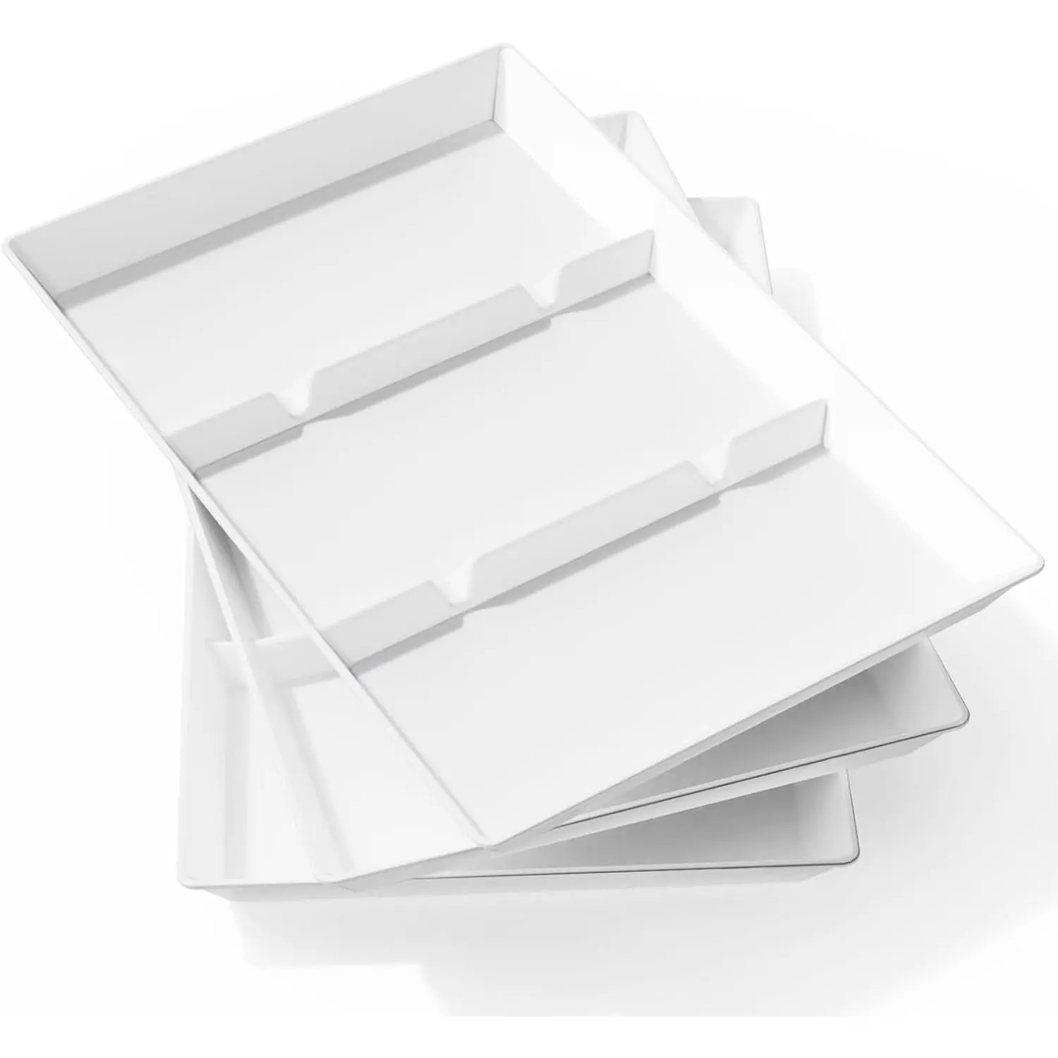 Serving Tray Divided for Party Supplies, 3 count 15" x 10" Plastic Platters for Serving , White  Tray for Veggie, Snack, Fruit, Cookies, Desserts in Kitchen/Pantry