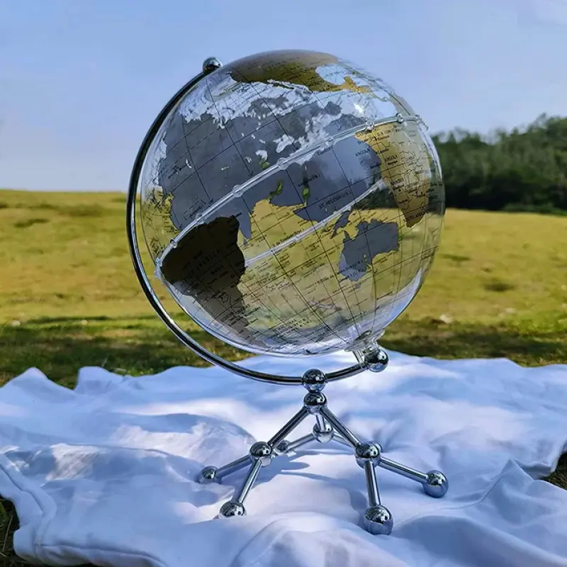 Wholesale 8" World Globe Transparent Globe Illuminated Decorative World Map for Home Office Decor, Contemporary, Acrylic/Metal