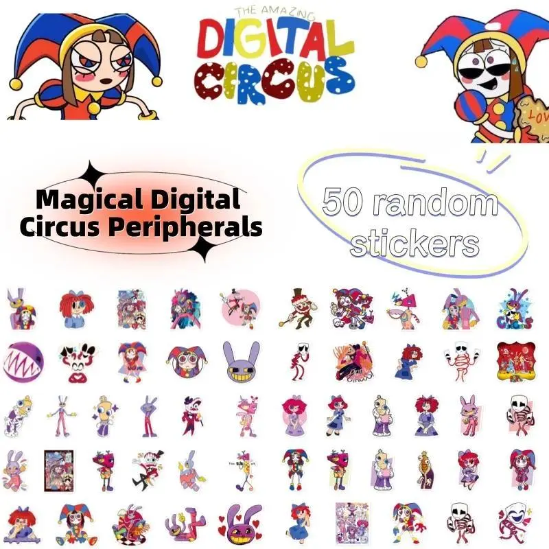 Random 50PCS Cute Magical Number Circus Cartoon Anime Pamniya Garata Merchandise Phone Case Planner Guka Decorative Stickers