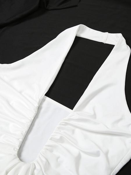 Women's Solid Color Halter Neck  Dress, Elegant Sleeveless Dress for Party Club Dating Wear, Ladies Summer Clothes