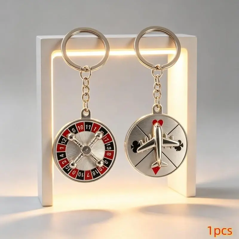 Creative Russian Roulette Keychain, Rotating Aircraft Compass Key Ring, Metal Luxury Keychain, Metal Keychains, Perfect Gift, Daily Essential Accessory