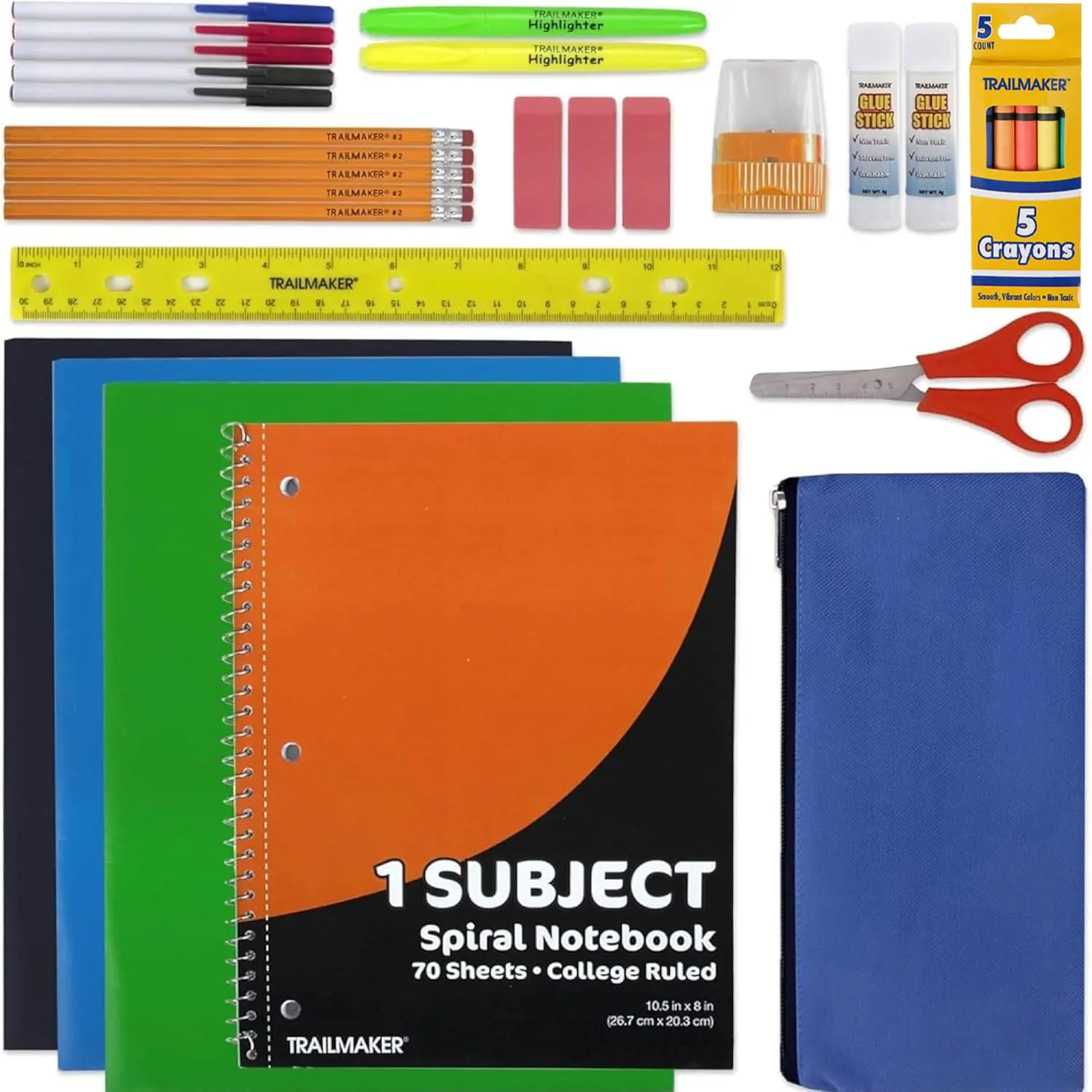 School Supplies Kit for Girls, Boys Back to School Supplies Bundle Pack 30 Piece School Supply Box Set for Kids Kindergarten, Elementary K-8 Includes Notebook, Folders, Pens, Pencils, and MoreGift.