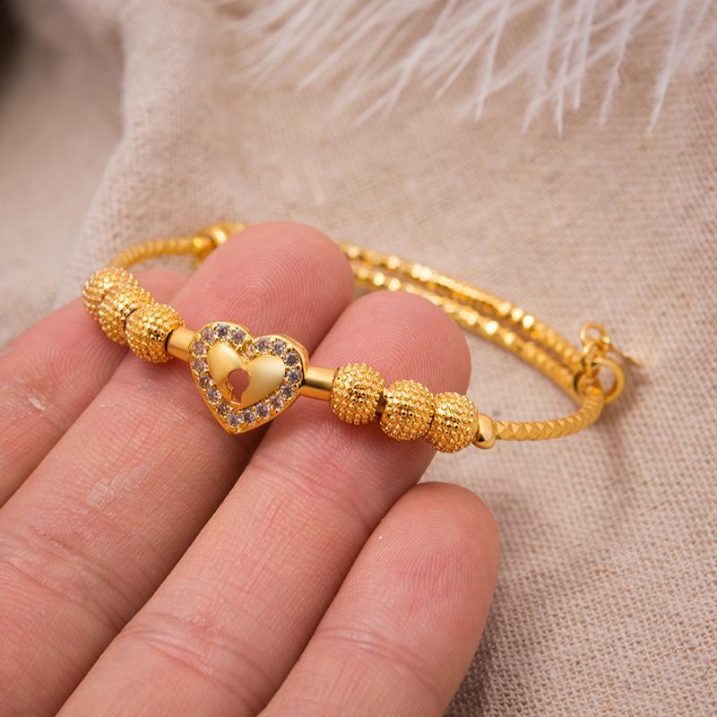 Annayoyo Baby Boys Bangles Gold Color Jewelry Bangles Ethiopian Child Girls  Dubai Bracelet Party wedding Gifts
