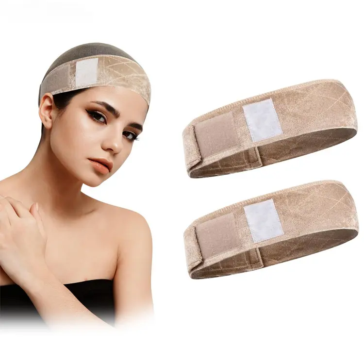 Non-Slip Adjustable Velvet Elastic Wig Headband Set with Hair Net, Women's Hair Bands for Wig Secure Fit, Hair Bands Set Headbands
