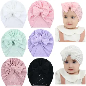 6 Pack Soft Turban Hats with Bow Donut Nursery Hospital Caps Beanies Bonnets  Baby Girls Newborns Infants Toddlers New model