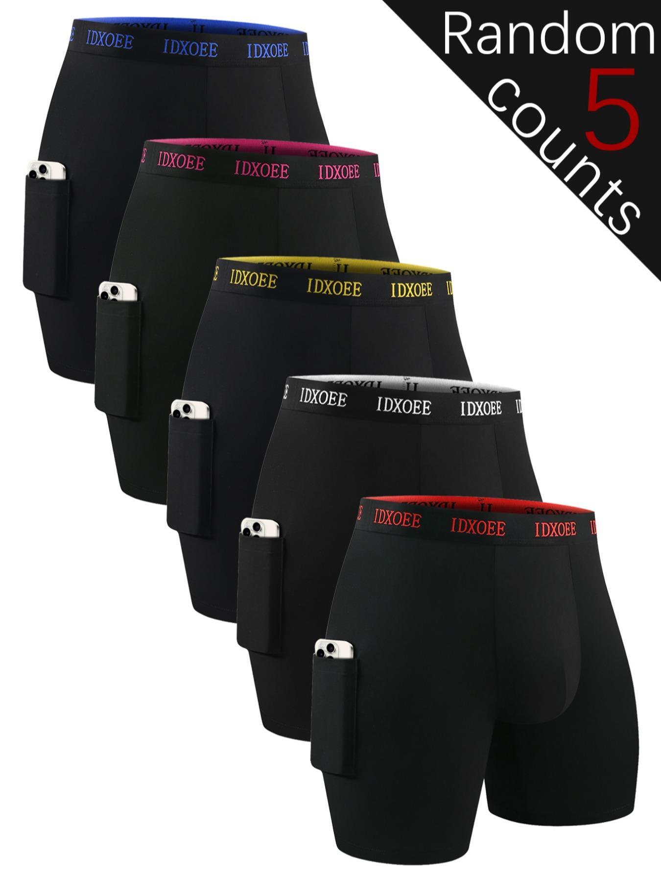 Random Men's Letter Tape Boxer Brief, Breathable Comfy Elastic Waist ...