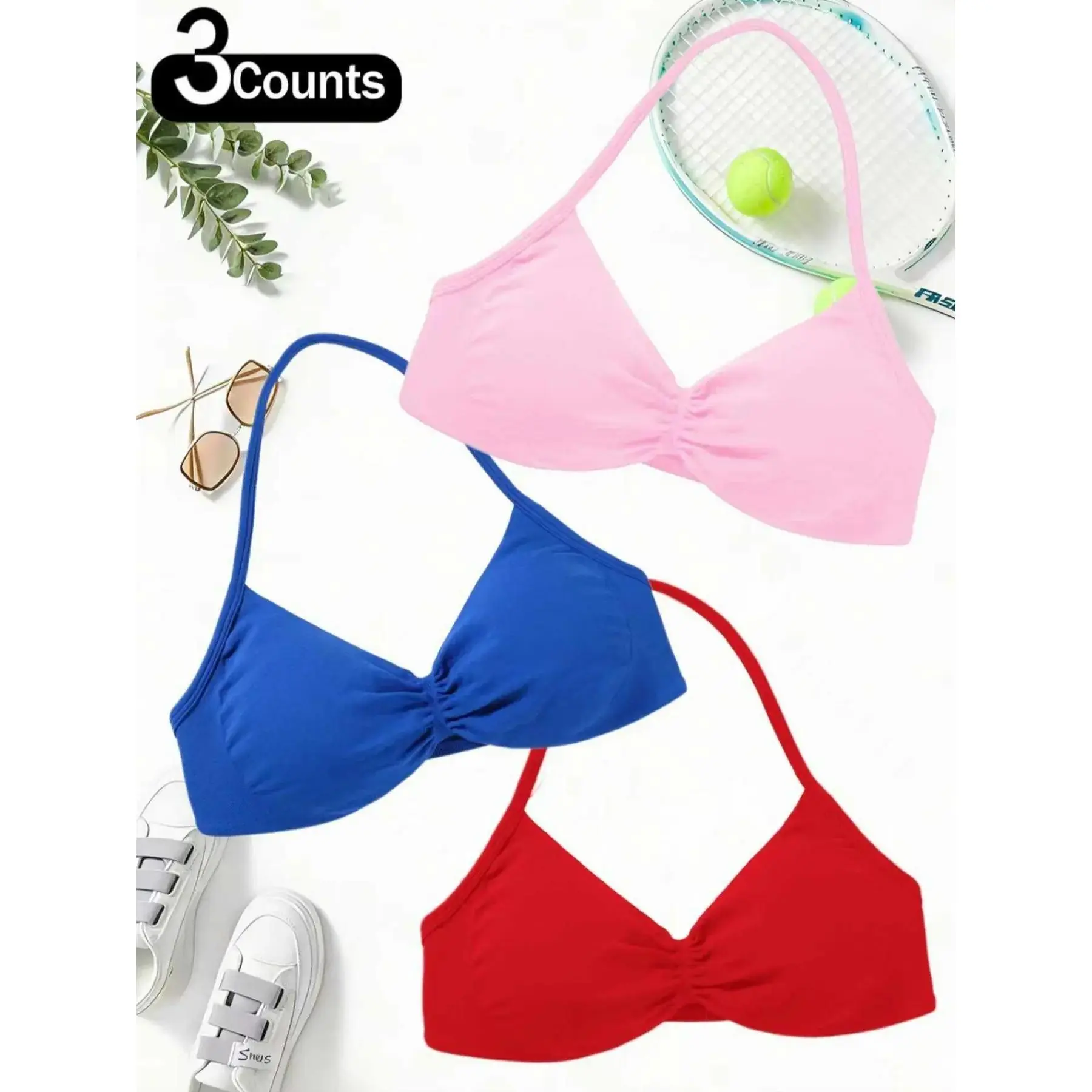 Women's Solid Color   Yoga Sports Bra, Breathable Comfortable, Ladies Sportswear for Indoor Outdoor Wear, Ruched Sports Bra, Workout Bras