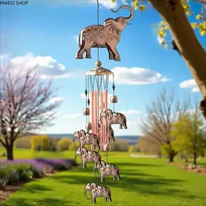 Elephant Wind Chimes for Outside, Handmade Large Metal Windchimes with Aluminum Bronze Tubes, Deep Melodic Sound for Home Garden Yard Patio and Memorial Decor