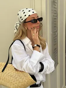 Women's Fashionable Versatile Polka Dot Silk Scarf 70x70cm, New Satin Square Scarf for Elegant Styling, Bandana Perfect Accessory for Any Occasion Headscarf