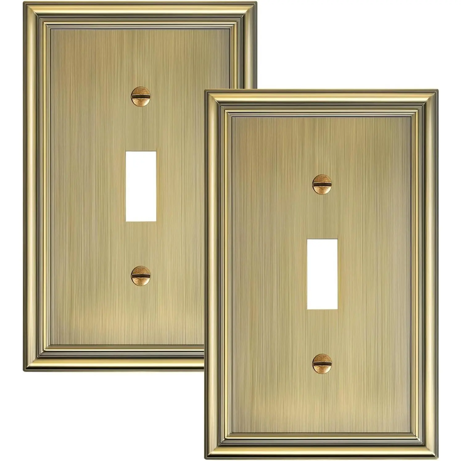 2-Pack Single Toggle Light Switch Cover Plate Durable Solid Zinc Alloy Decorative Switch Plate Covers Antique Brass 1 Gang Wall Plate Corrosion Resistant