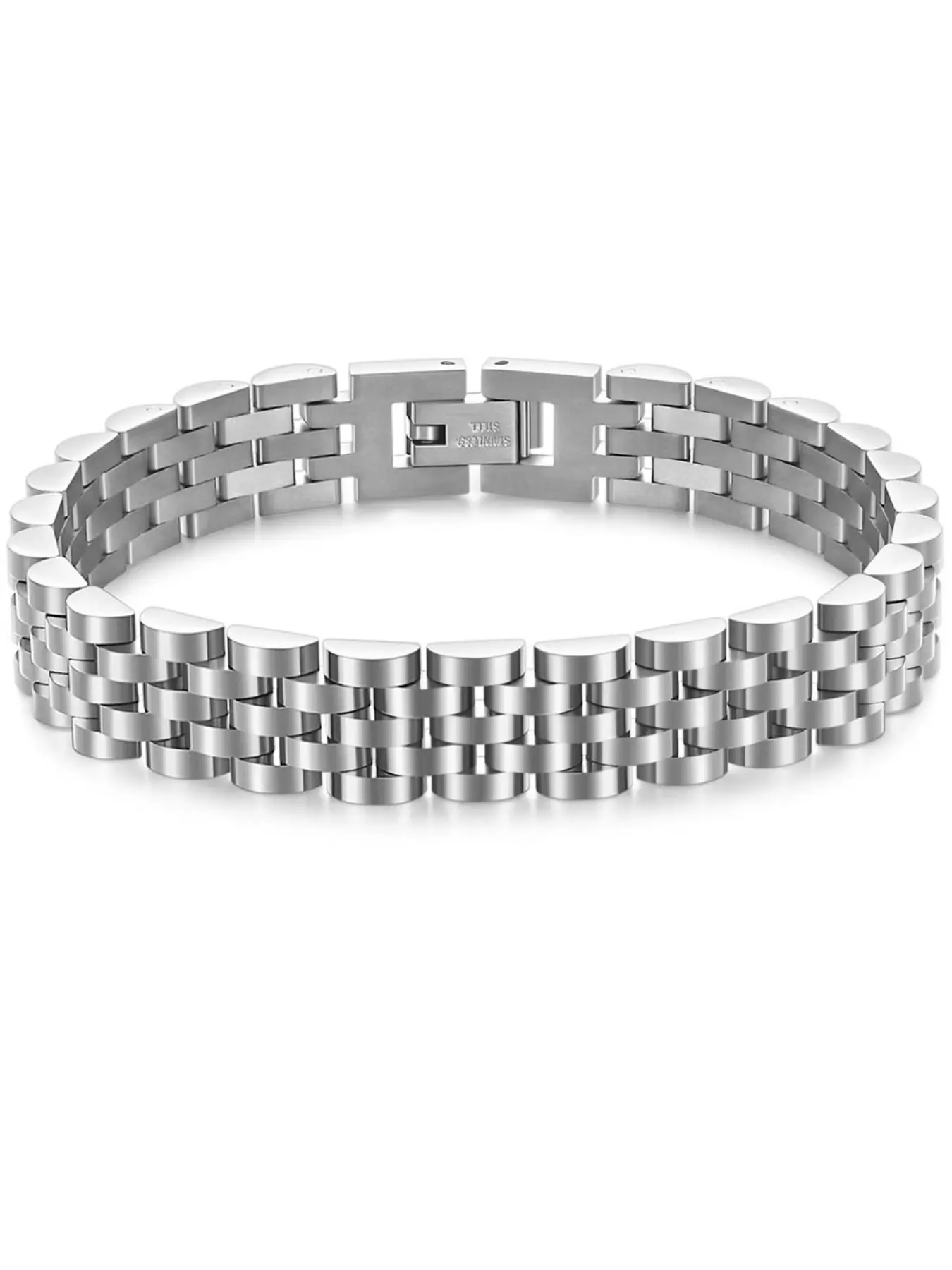 New Trendy Fashion Stainless Steel Strap Watch Band Bracelet, Adjustable 10mm Wristband, Wholesale Accessory, Stylish and Unique Design