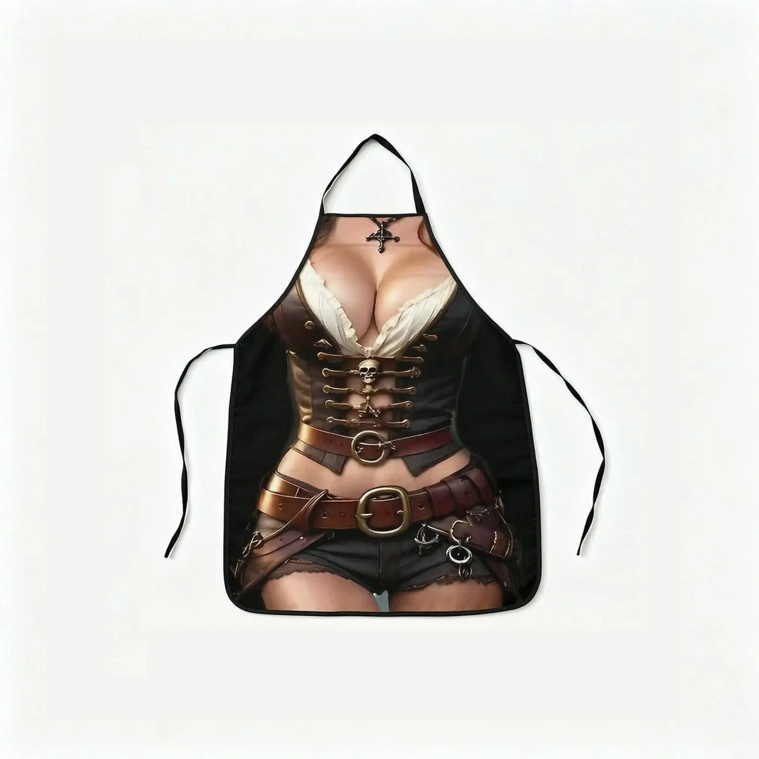 Sexy Steampunk Pirate Wench Apron, Edgy Goth Corset Design, Full Managed Kitchen Cooking Apron for Women, Fast Shipping