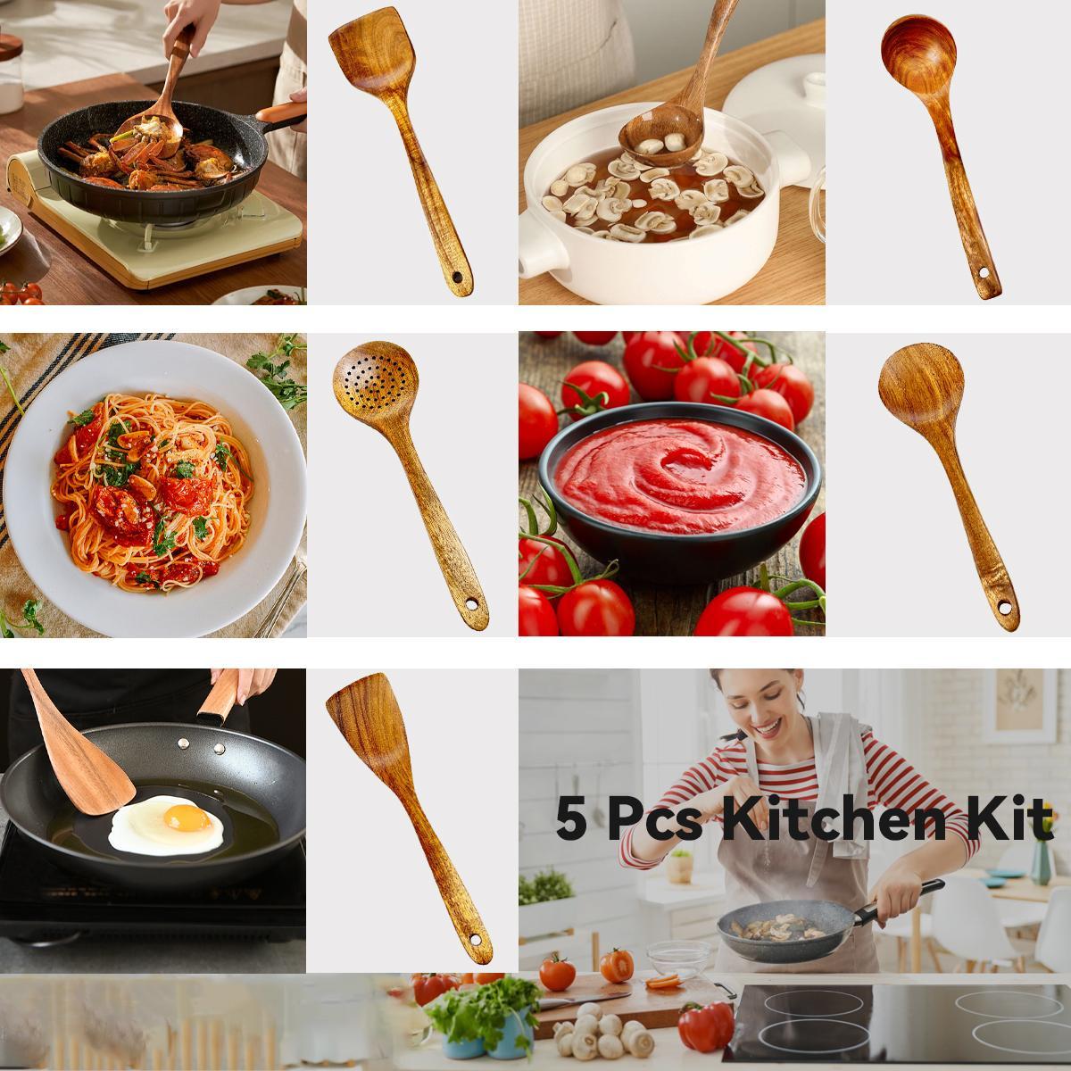 Wooden Utensils Set, 5/10pcs Non-stick Cooking Utensils, Kitchen Utensils Set for Home Use, Kitchen Gadgets, Household Items Handles Stirring Nonstick Spatula Wok Wooden Utensils Set, 5/10pcs Non-stick Cooking Utensils, Kitchen Utensils Set for Home Use, Kitchen Gadgets, Household Items Handles Stirring Nonstick Spatula Wok