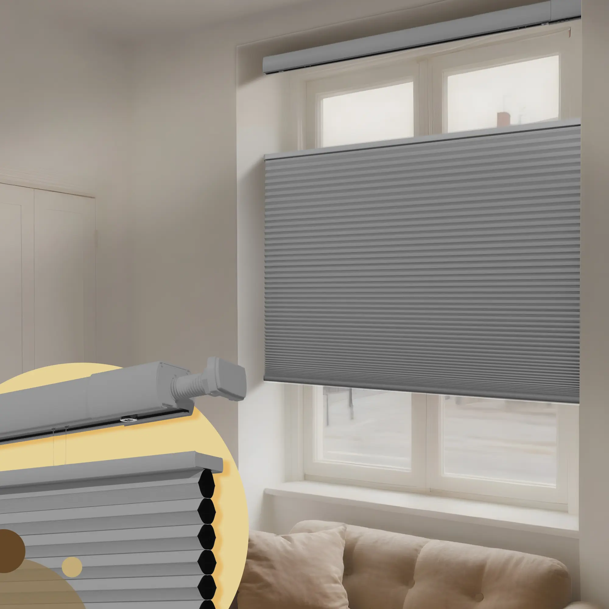 Pocageum cordless, no-drill cellular shades TDBU, 21–35 inches wide, top-down/bottom-up honeycomb blinds with free stop adjustment, blackout & light-filtering thermal insulated window shades