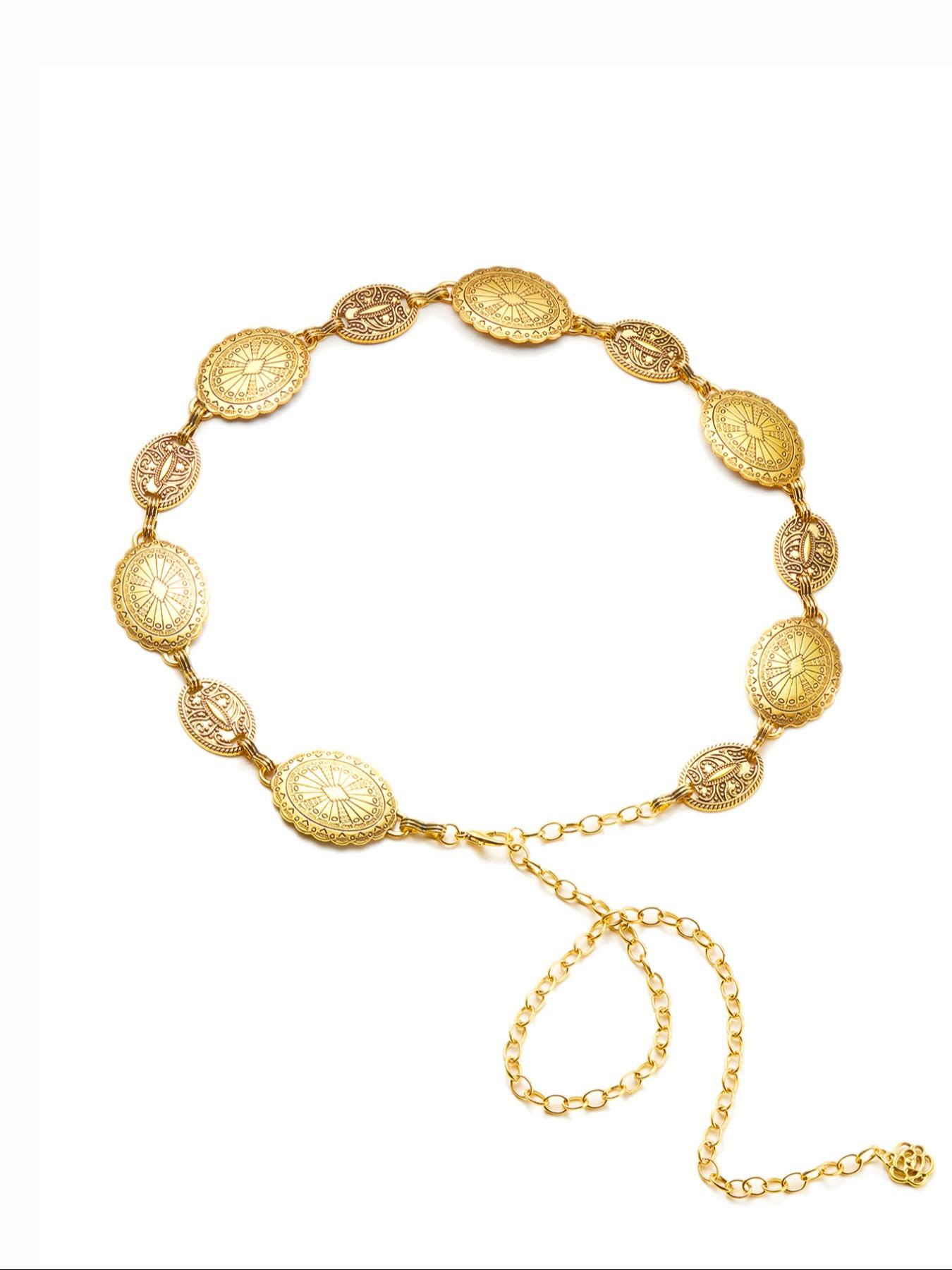 Women's Vintage Boho Style Metal Chain Belt, Fashionable Waist Chain for Beach Vacation, Body Jewelry for Women & Girls