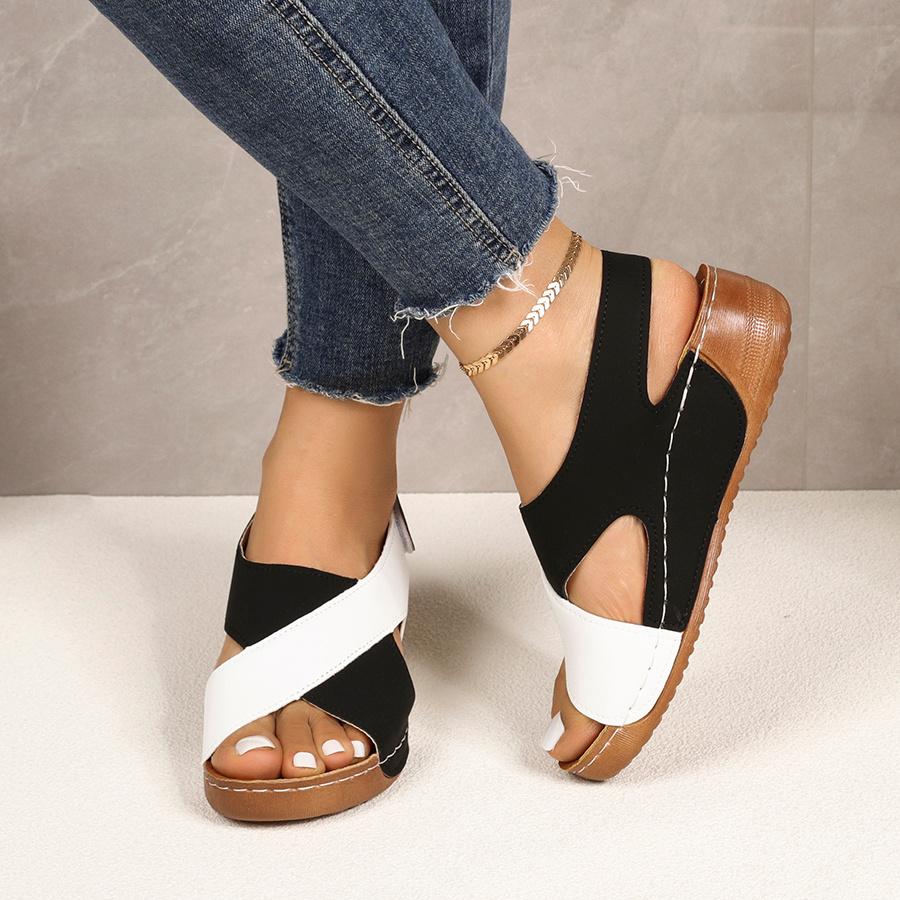 Women's Color Block Thick-Soled Sandals, Versatile Open-Toe Classic Summer Shoes, Women Shoes