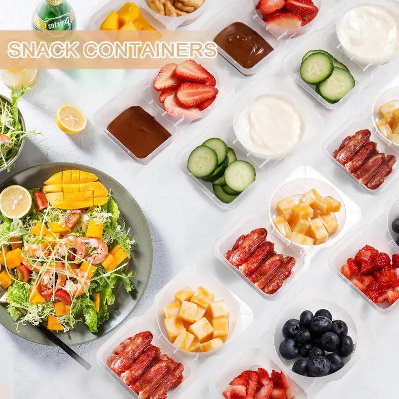 Reusable Transparent Snack Storage Containers Set with Lids, Stackable Dual-Layer Plastic Food Boxes, Leak-Proof Portable Kitchen Organizer