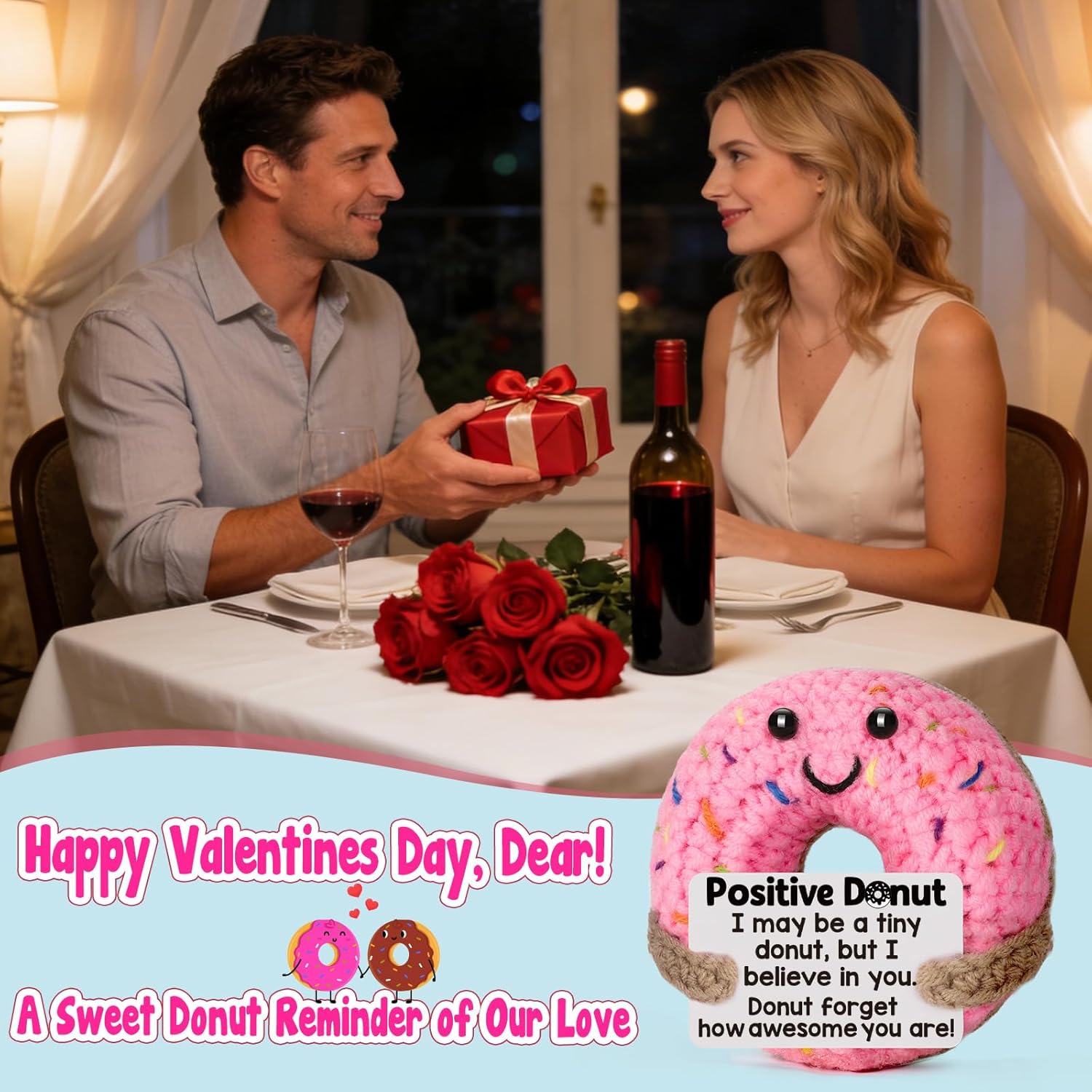 Easter Basket Stuffers for Teens & Kids - Perfect Easter Basket Essentials, Inspirational Birthday Graduation Gifts, Motivational Emotional Positive Crochet Donut Presents for College Students, Her & Girl Friends to Encourage and Warm Heart