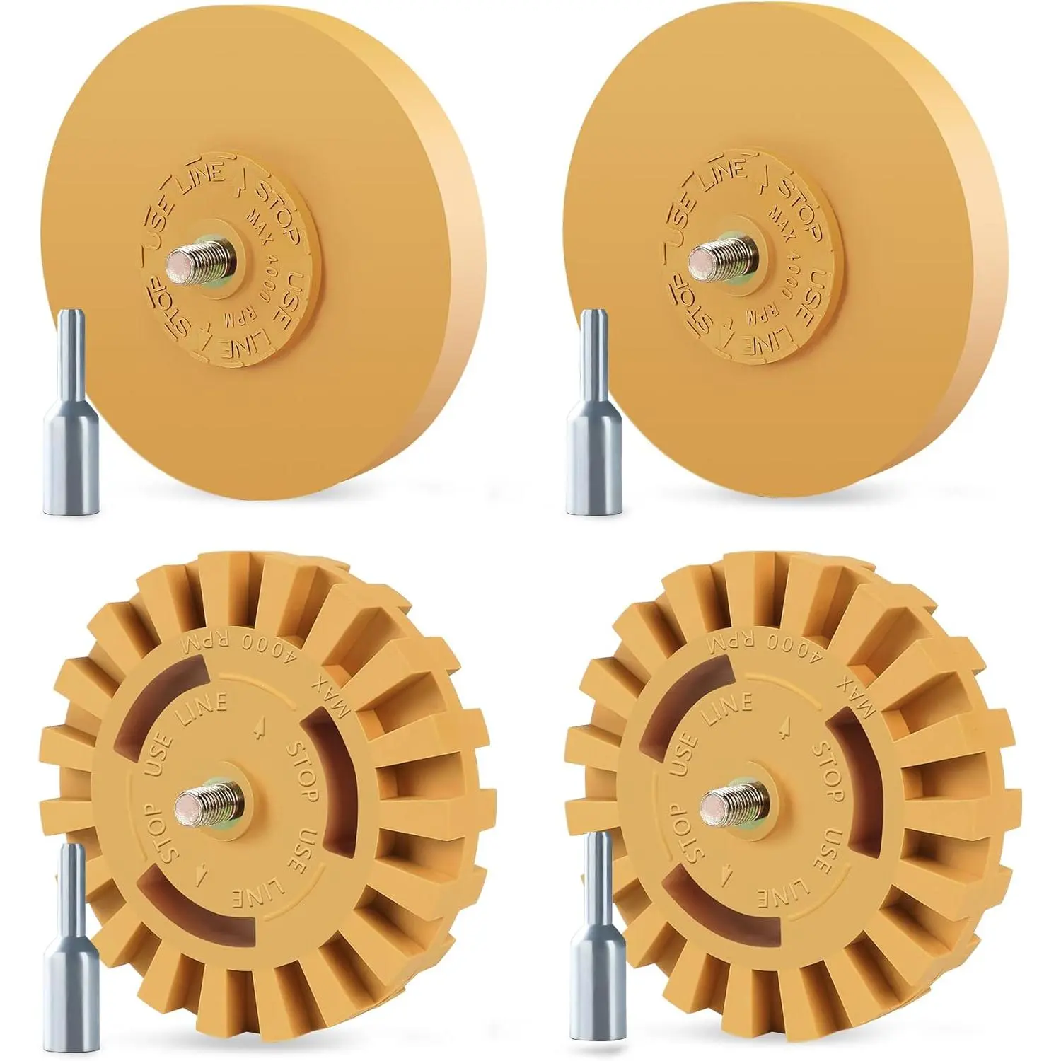 4 Pack Eraser Wheel Decal Remover Without Damaging   4in Adhesive Rubber Wheel with Drill Adapter  Sticker Remover for Vinyl ,Labels,Stickers,Graphics,Tap,Tar