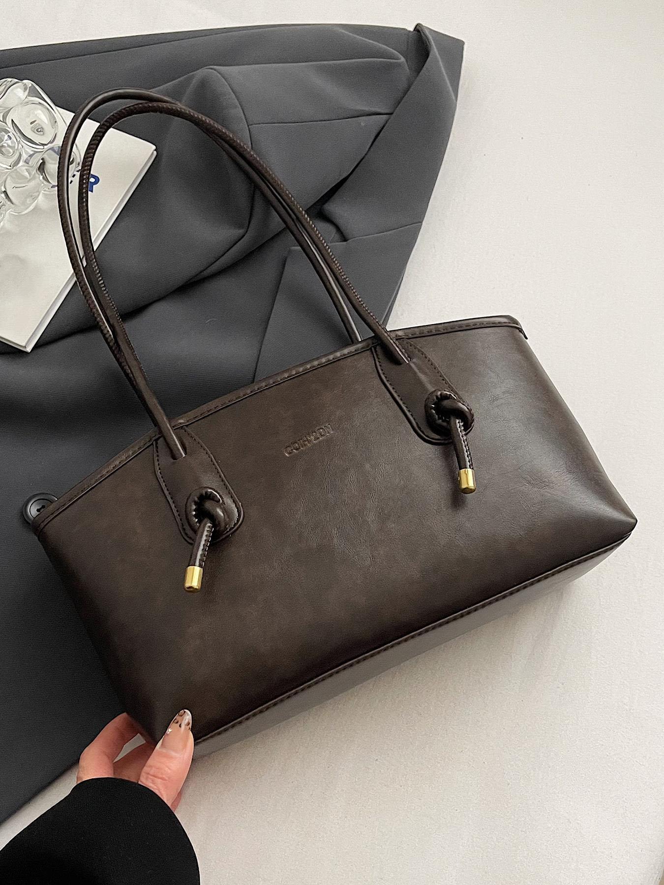 26 Women's Elegant Solid Color Hobo Shoulder Bag, Fashionable Large Capacity Crossbody Bag for Daily Used, Casual Trendy Versatile High-quality Daily Commuting Bag