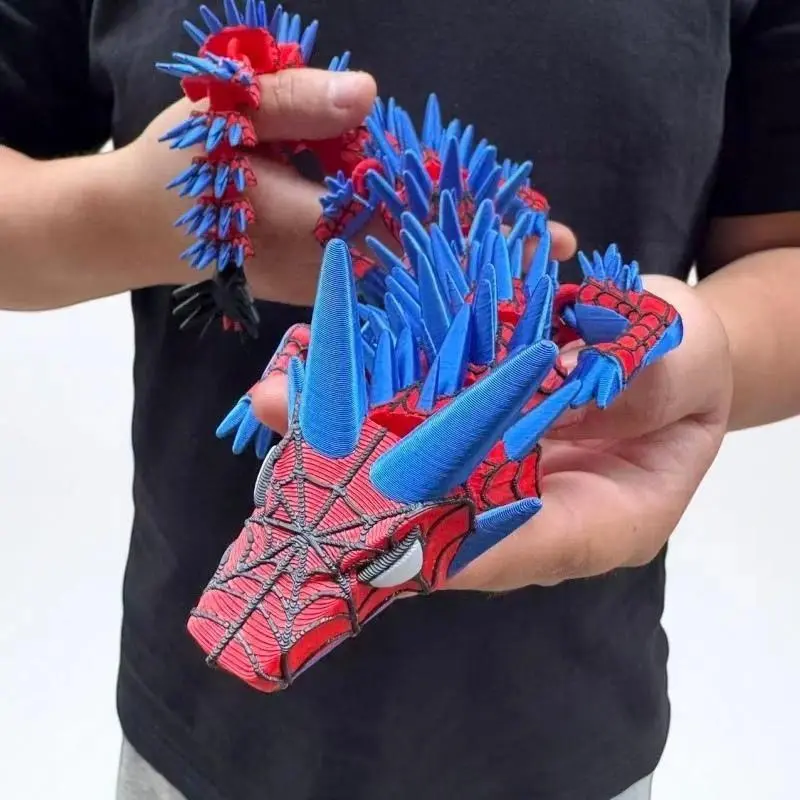 3D-Printed Spider Dragon Figurine - Smooth 3D Printing Collectible Figurines, Desk House Decoration, Stress Relief Item, Independence Day-Valentine's Day Gift