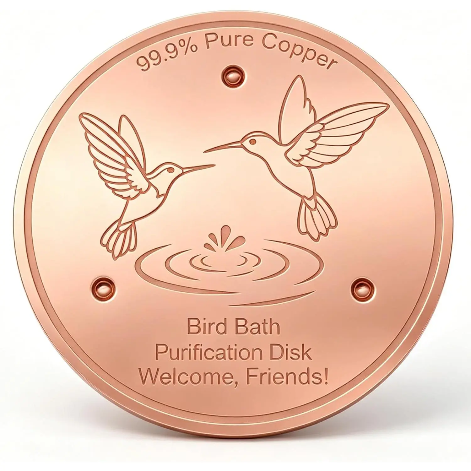 Bird Bath Copper Disk, 99.9% Pure Copper 0.6mm Thick, Triple-Point Support,  Water Cleaner for - Use,  Fit for Outdoor Bird Baths, Bowls and Fountains (1 Pack)