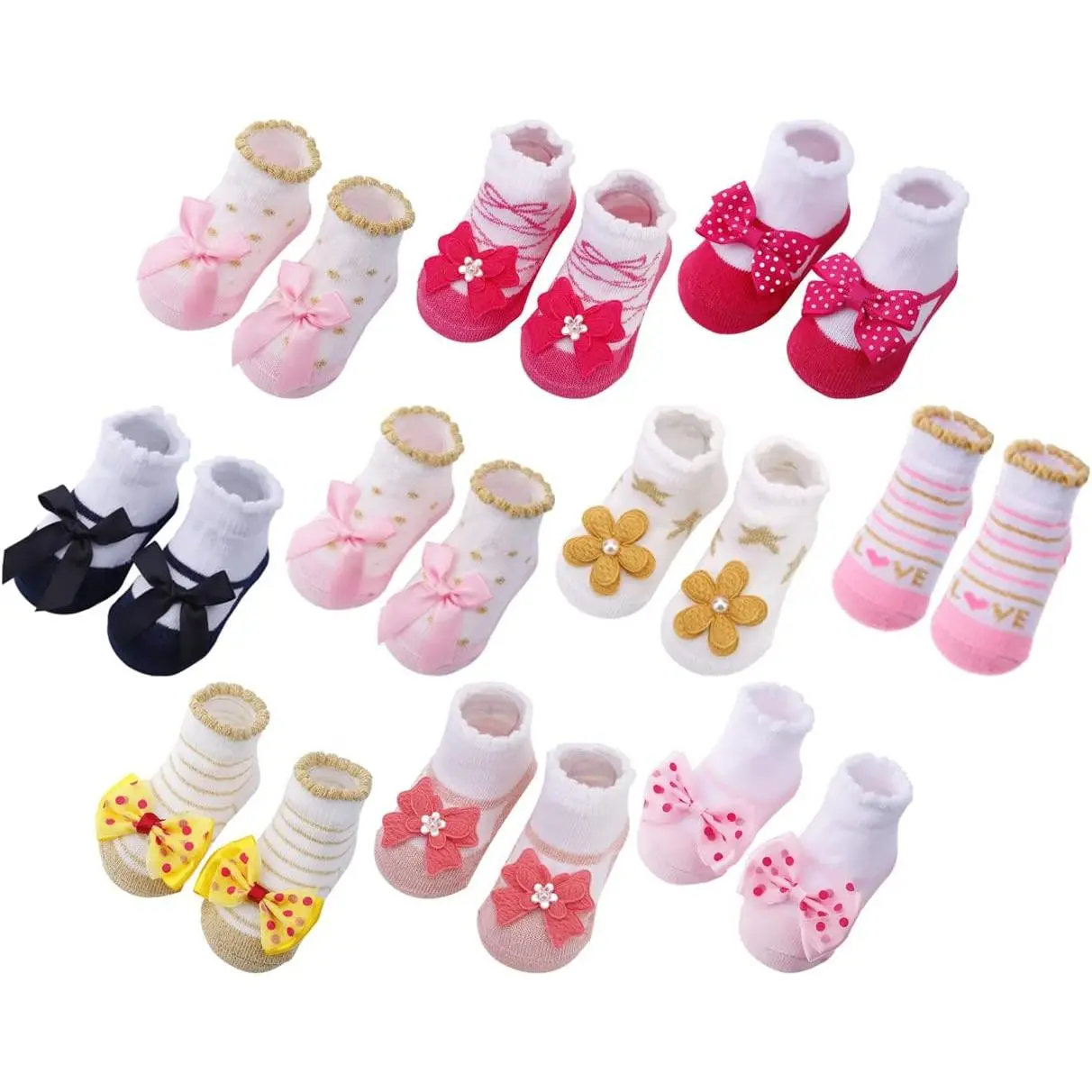 Newborn Baby-girls Socks and Bow Infant Toddler Ankle Socks