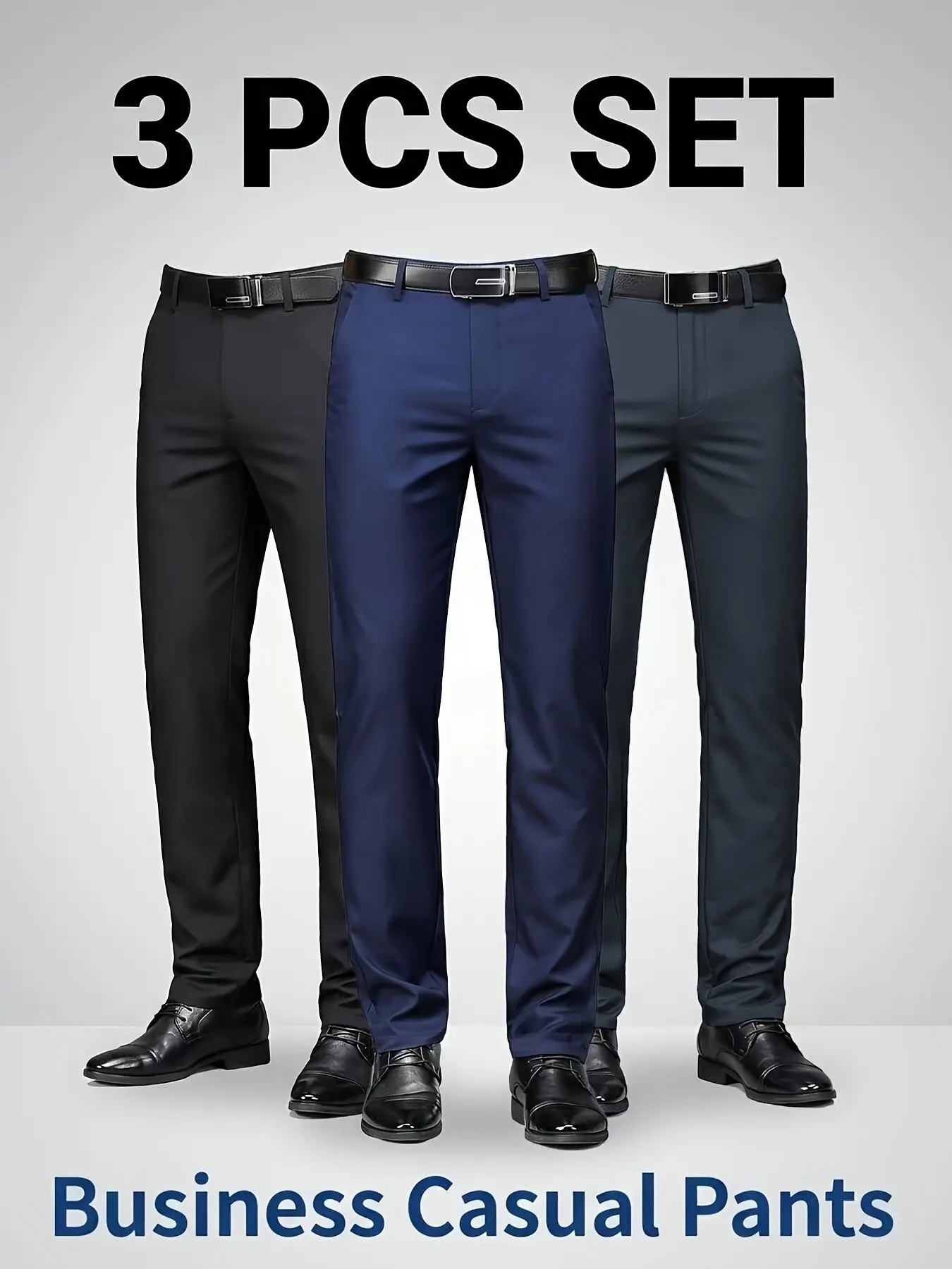 Men's Business Straight Leg Casual Suit Pants, High Elastic Ice Feel Fabric, Wrinkle Resistant, Breathable, Slim Fit, All Seasons, Casual Work Pant