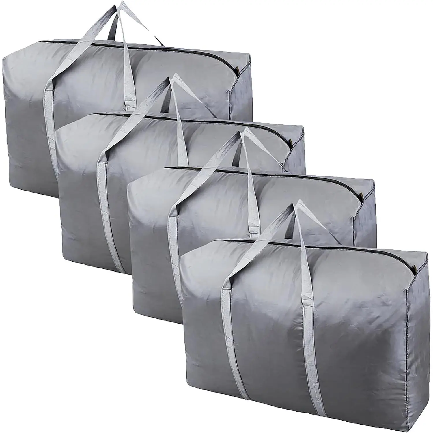 100L Extra Large Storage Bags, Big Moving Bags with Strong Zippers & Carrying Handles, Packing Bags for Moving, Storage, Travel and Camping, Storage Totes For Space Saving (Grey, 4 Pack)