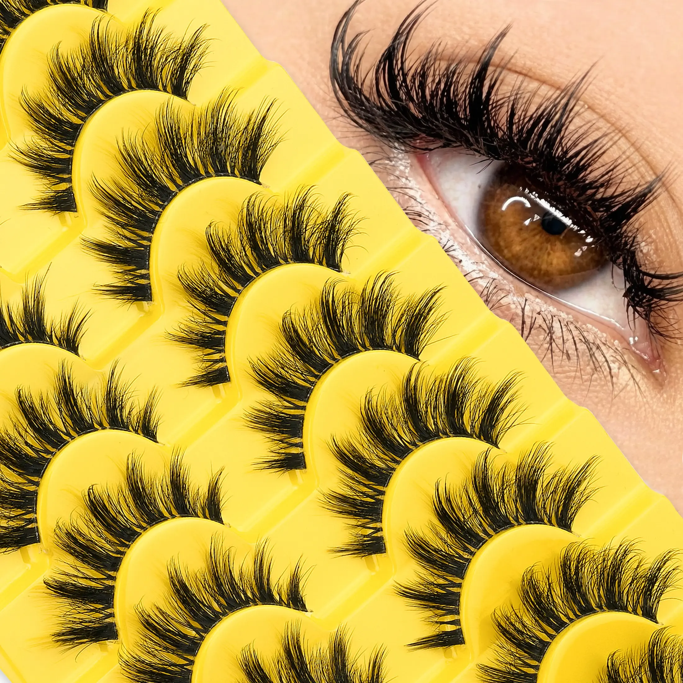 10 Pairs New Cat Eye False Eyelashes, Natural Long Style, Transparent Band, D Curl, Fox Fur Look, Makeup Eyelashes for Enhanced Eye Shape