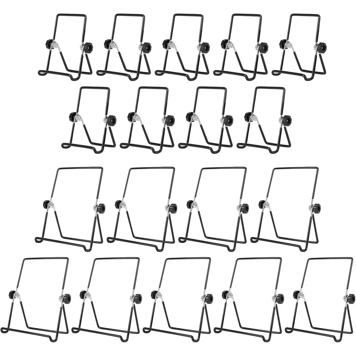 18 Pack Adjustable Wire Easel Stands, 2 Sizes Foldable Display Holders | Includes 2 Sizes For Displaying Books, Picture Frames, Photos, Plates, Signs, Artwork And Tabletop Decorations