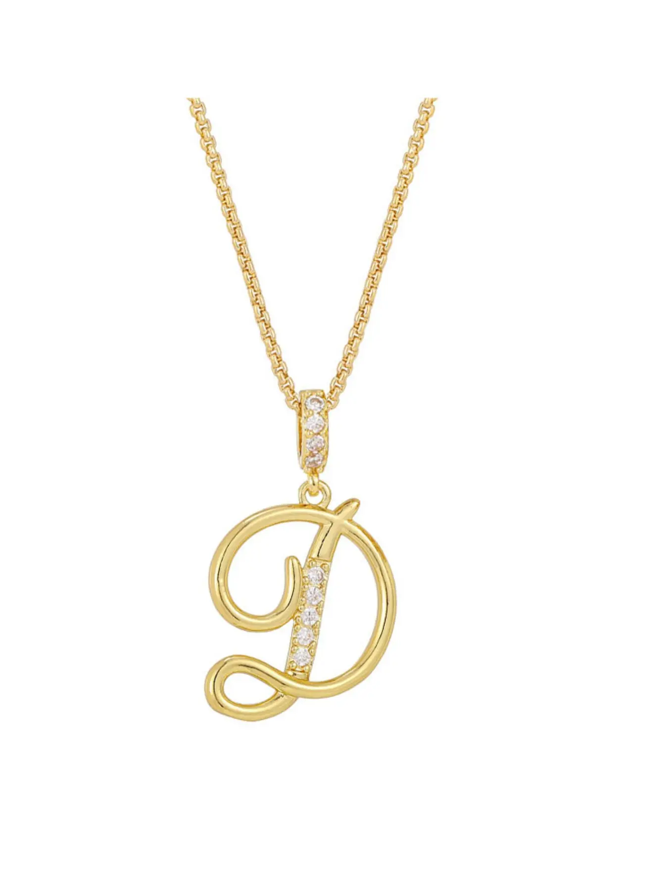 Dainty Cursive Letter A-Z Initial Necklace, Shiny Zircon Personalized Alphabet Jewelry, Gift for Her