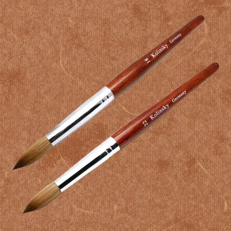Dual-Pack Crystal Nail Brush Set, Sizes 18 and 22, Smooth Powder Application, 3D Compatible, Wooden Handle, Single Pack Size 24 Available, Manicure Brush