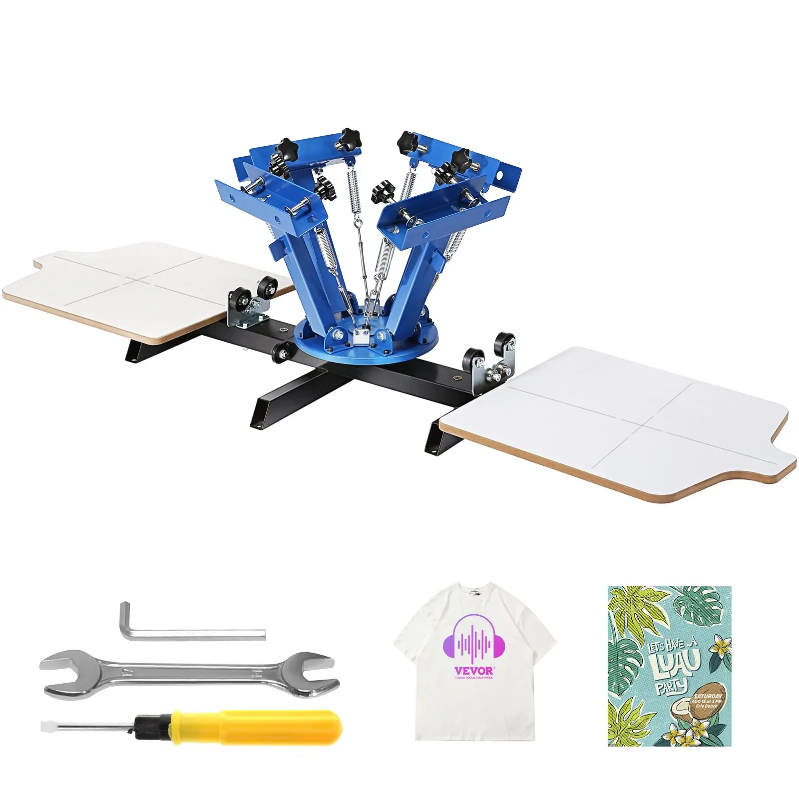 VEVOR Screen Printing Machine, 4 Color 2 Station, 360 Rotable Silk Screen Printing Press, 21.2x 17.7in/ 54x 45cm Screen Printing Press, Dual-layer Positioning Pallet for DIY T-shirt Printing