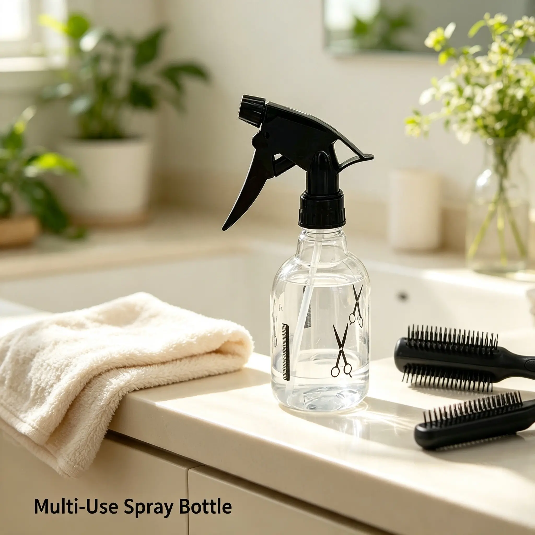 Barber Salon Hair Spray Bottle 250ML, Fine Mist Water Sprayer for Hair Styling, Clear Reusable Hairdressing Mister Bottle for Barber Shop & Home Use