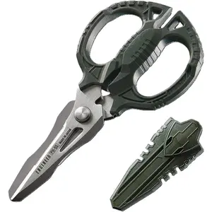 6.3" Heavy Duty 4-in-1 Multipurpose Scissors PH-55, Combination Blades, Made in Japan, Cuts Carpet, Leather, Copper Wire, Insulated Cable, Cord, Rope & More
