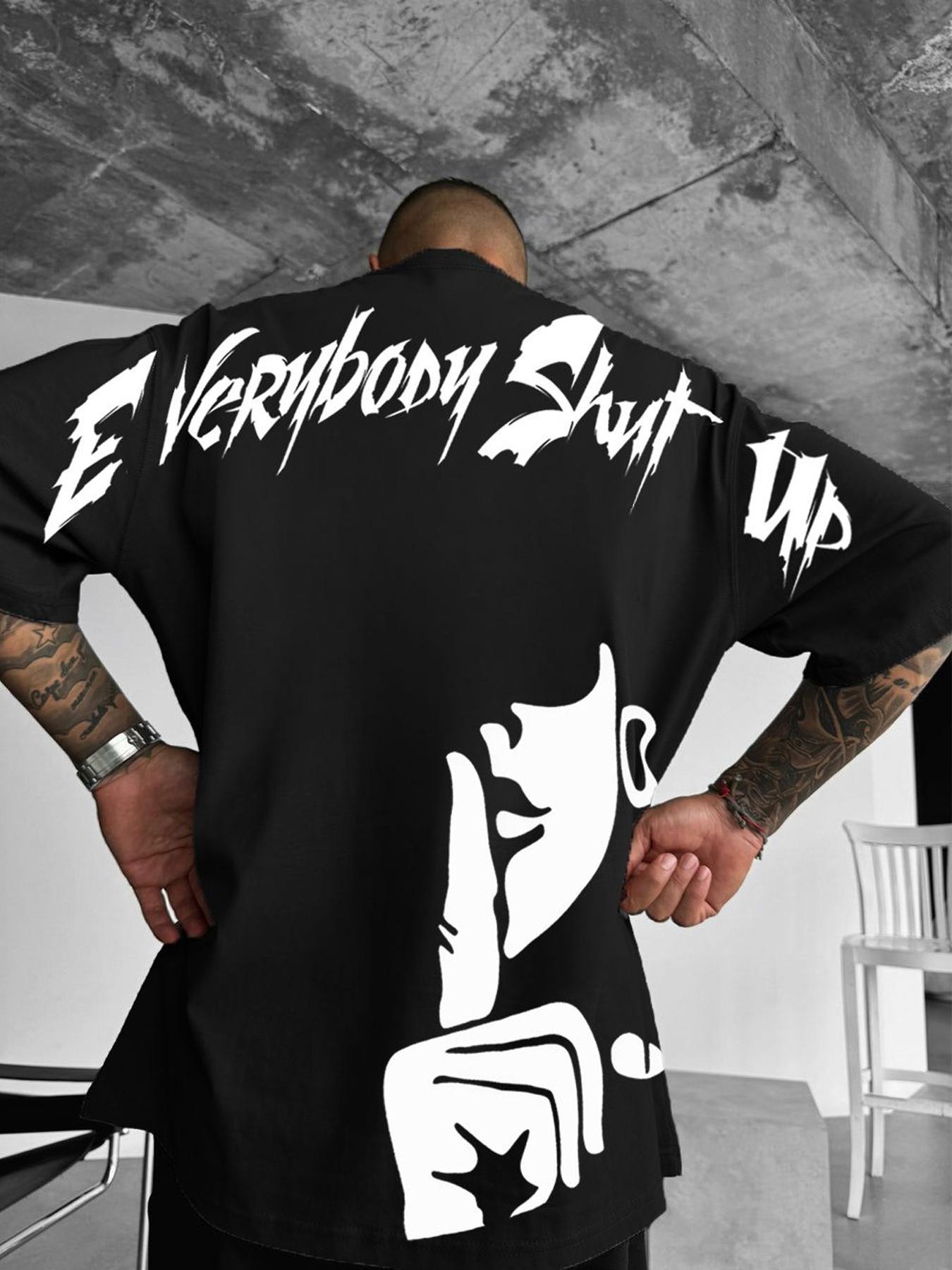 Men's Letter & Figure Print Drop Shoulder Tee, Loose Casual Streetwear Street Fashion Soft Comfy Round Neck Short Sleeve T-shirt for Daily Wear, Men's Clothes for All Seasons, Casual Streetwear Top