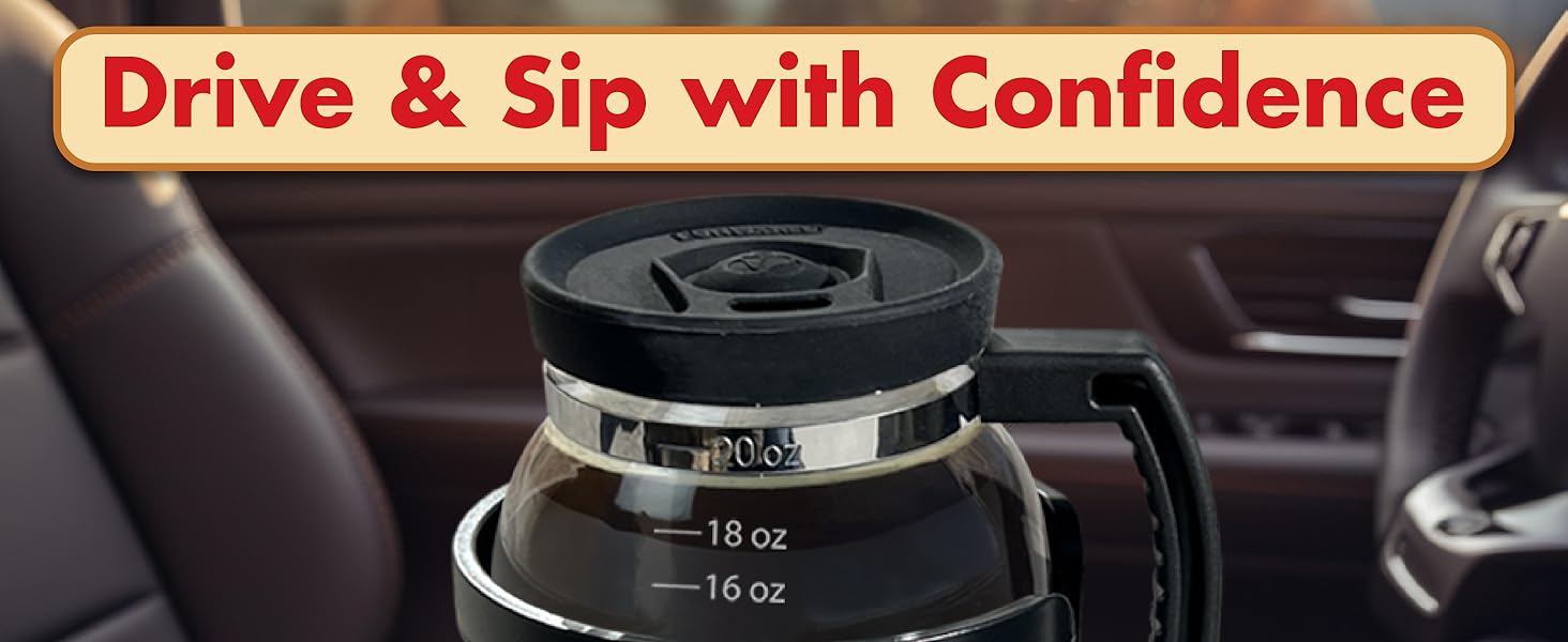 Tiny Brew Coffee Mug – 20oz Borosilicate Glass Diner Pot Mug with Spill-Proof Lid – Funny Novelty Gift for Coffee Lovers, Dads, Office, Travel & More