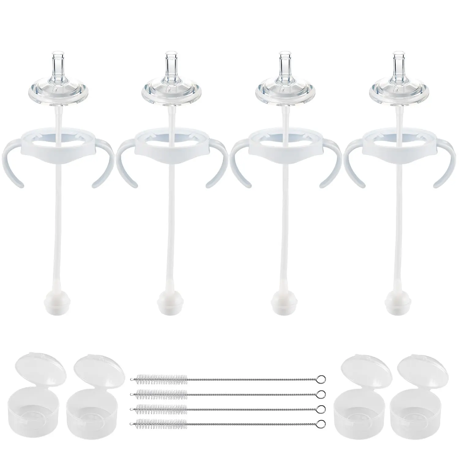 Philips Avent Natural Baby Bottle Straw Cup Conversion Kit Set - Silicone Soft Nipple, Weighted Gravity Ball, Leakproof Food Grade, Handles for Toddlers (Pack of 4)