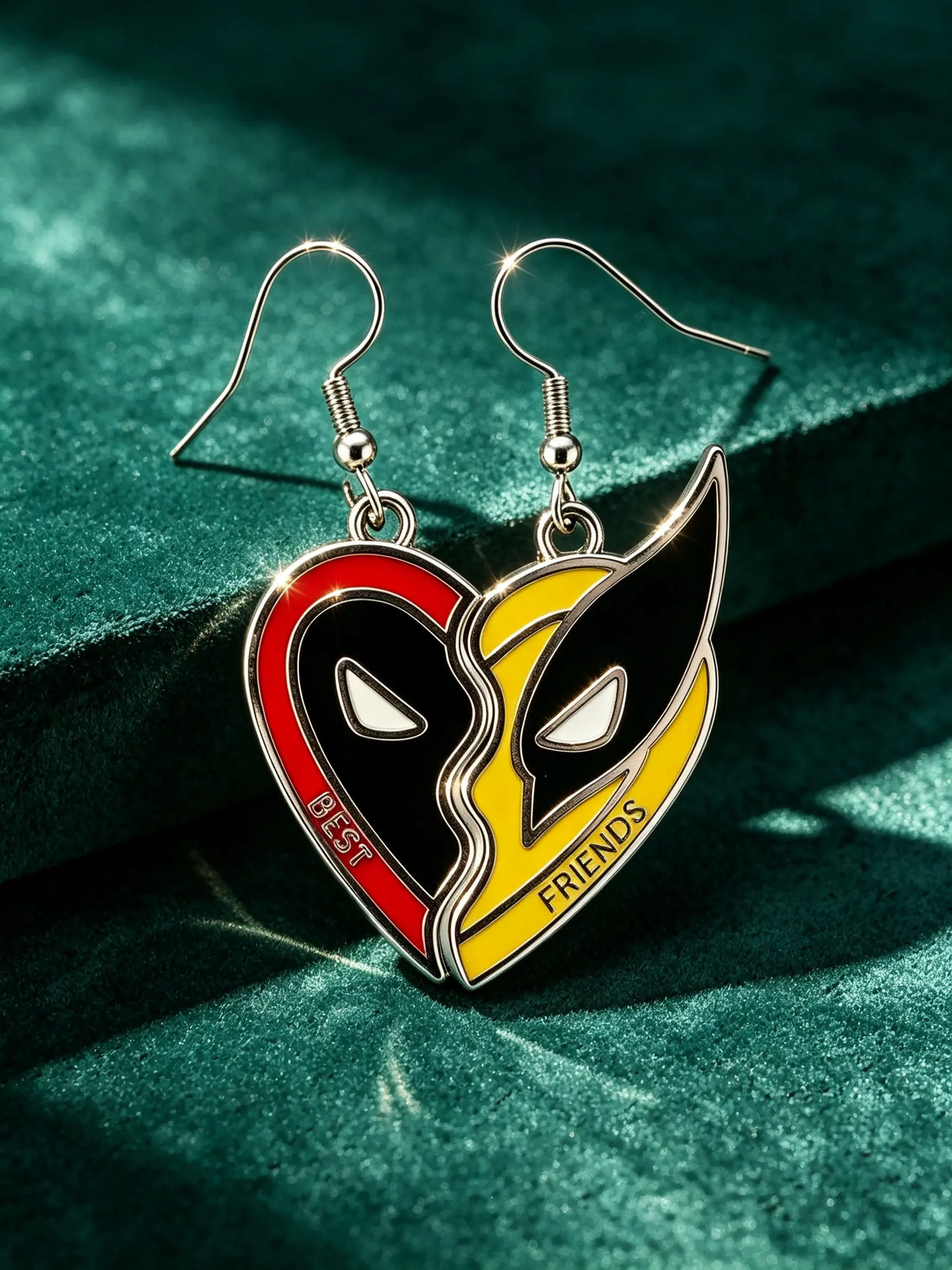Deadpool Wolverine Earrings, Unique Heart Design, Sweet and Fresh Jewelry, Fashionable Ear Accessories, Perfect Gift Idea