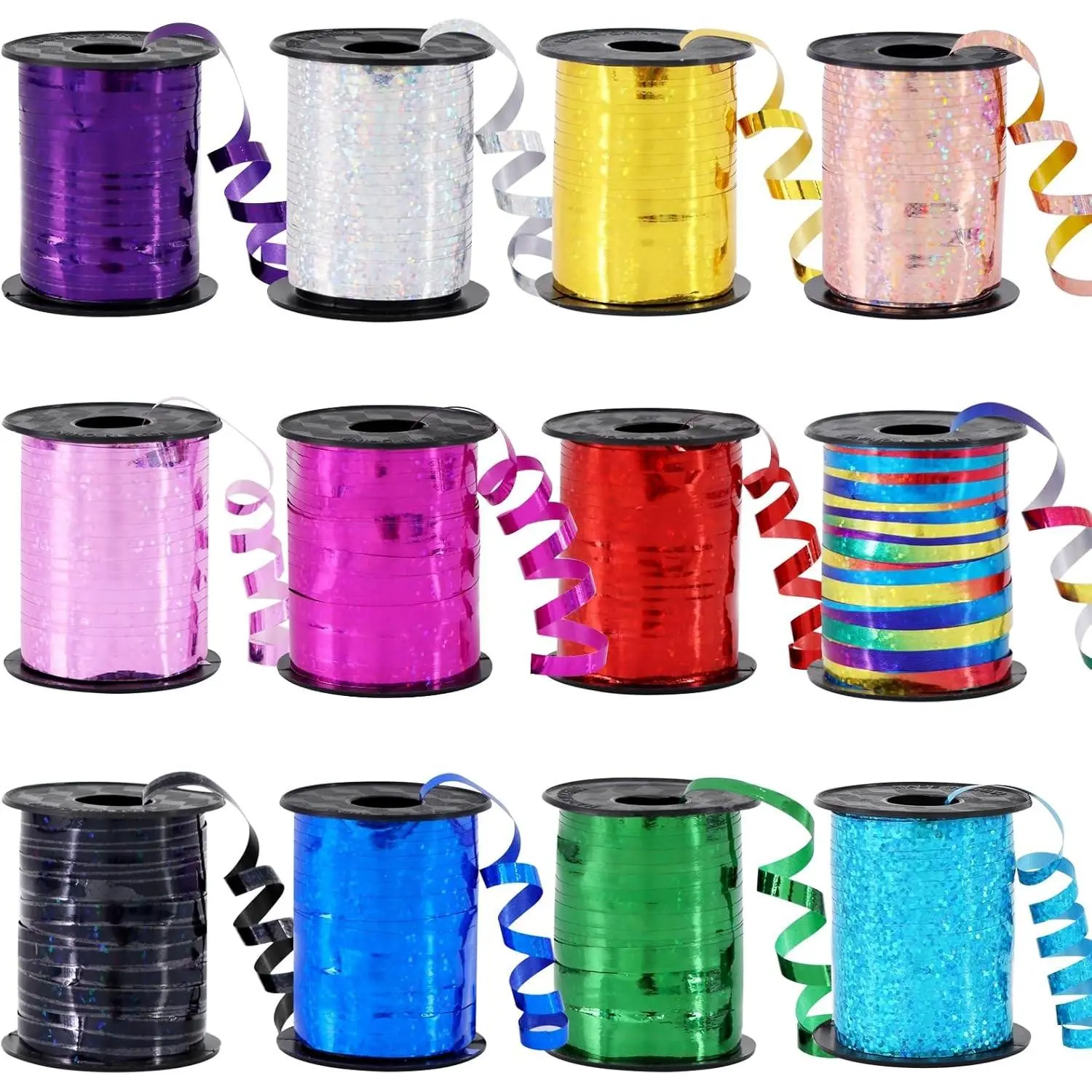 12 Assorted Colors Curling Ribbons Set,Rainbow Balloons Strings,1/5 ''Thin 264yds for Gift Wrapping Birthday Wedding Halloween Christmas Party Decoration (MIX-RIBBON-01)